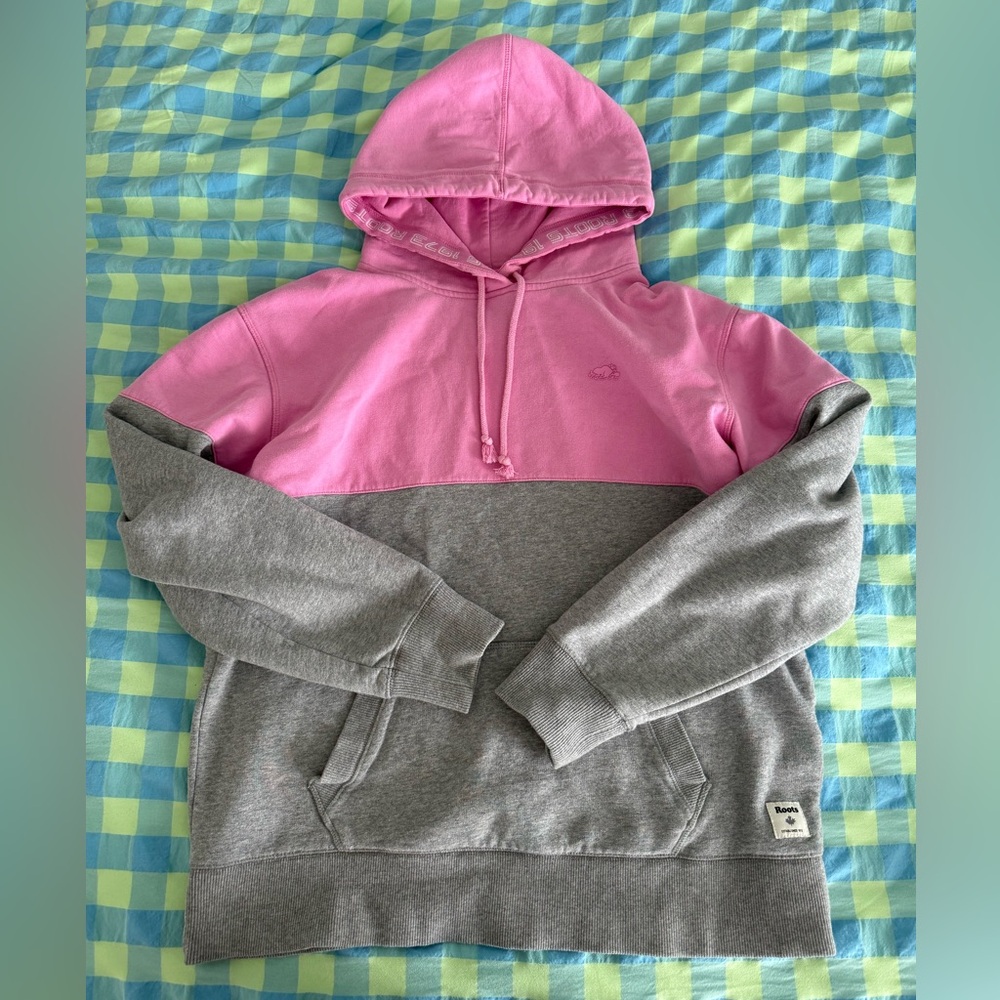 Pink Colour Block Roots Hoodie